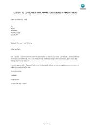 Letter To Customer Not Home Service Appointment What Letter To Write To A Customer That Was Not At Home During A Service App Lettering Appointments Templates