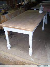 table de ferme patine blanche et bois brut deco cosy a vendre brocante eettafel interieur