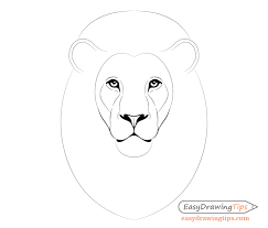 Detailing and definition should be placed on the forehead between the eyes, along the cheeks, on the chin and around the outer parts of the face. How To Draw Lion Face Head Step By Step Easydrawingtips Lion Drawing Simple Lion Drawing Lion Face Drawing