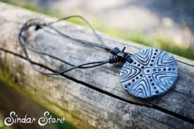 Sardinian Pintadera Sarda Pendant Necklace Air Dry Clay Handmade Hand Painted Pendant Pendant Necklace Alex And Ani Charm Bracelet