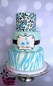 Animal Print Baby Boy Shower Cake Cheetah Zebra Bolos Girafa Queques Bolo
