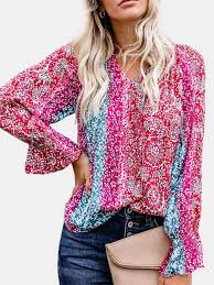Shop Now For The Bohemian Floral Print V Neck Long Sleeve Blouse Accuweather Shop