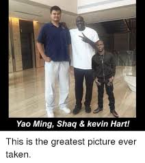 He played for the shanghai sharks of the chinese basketball association (cba). Yao Ming Shaq Kevin Hart This Is The Greatest Picture Ever Taken Kevin Hart Meme On Me Me