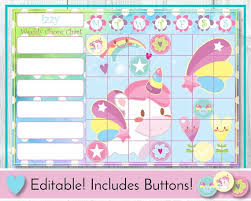 Unicorn Editable Chore Chart Reward Chart Behaviour And