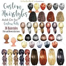 Custom Hairstyles Clipart Womans Hair Clipart Best Friends Etsy Hair Clipart Brown Skin Tone Hair Styles