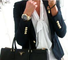 Black Blazer With Gold Buttons Womens Bow Blouse Navy Blazer Gold Buttons Preppy Fabulousness Fashion Style Work Fashion