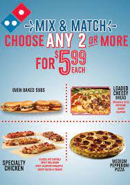 Dominos Grand Bahama Presents Mix Match Choose Any 2 Or More For 5 99 Each Pizza Bahamas Tasty Come An Pizza Dinner Bacon Tomato Cheesy Bread