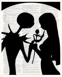 Jack And Sally Silhouette Moon With Black Rose Nightmare Etsy In 2021 Jack And Sally Halloween Wall Art Halloween Silhouettes