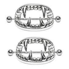 Amazon.com: Body Accentz® 14g Vampire Teeth Nipple Ring Shield Sold as Pair  (1.375