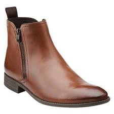 chart zip brown leather boots