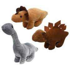 These Cuddly Stuffed Animals Come Assorted Among A Gray Brachiosaurus A Brown Stegosaurus And A Tan Triceratops These P Dinosaur Plush Dinosaur Animal Dolls