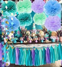 Amazon Com Qian S Party Under The Sea Party Supplies Mermaid Decorations Teal Purple Mint Tissue Pom First Birthday Decorations Baby Shower Decorations Purple Mermaid Party Supplies Mermaid Bridal Shower Decor Home Kitchen