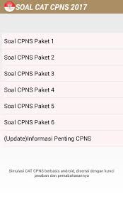 20201224 download soal cpns 2019 twk tiu tkp skb pdf gratis 38 contoh soal cpns 2019 tes intelegensia umum tes spasial surat segi lima matematika download soal cpns 2017 2018 dan kunci jawaban cat dan soal tkp cpns tes karakteristik pribadi ini kami sediakan beserta kunci. Soal Cat Cpns 2017 Lengkap For Android Apk Download