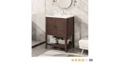 Amazon.com: P PURLOVE 24" Bathroom Vanity with Sink, Bathroom ...