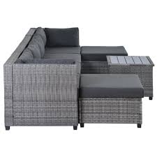7 Piece Patio Furniture Set With 4 Rattan Wicker Chairs 2 Ottoman Coffee Ta In 2020 Wicker Outdoor Furniture Set Wicker Patio Furniture Sets Wicker Outdoor Sectional
