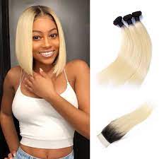 Ishow hair peruvian deep wave human hair weave bundles non remy hair extensions natural color can be dyed 3 bundle deals hair. Ombre 1b 613 Dark Roots Blonde Hair Wefts Brazilian Straight Hair Extensions 3 Bundles With Lace Closure Virgin Human Hair Weave Buy At The Price Of 193 71 In Dhgate Com Imall Com