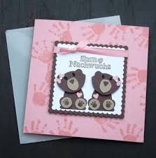 Zauberhaft Handgemacht Baby Geburt Zwillinge Karte Baren Fuchsstanze Su Karten Kinder Karten Basteln Kartenideen