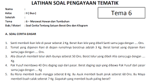 Nov 07, 2017 · kunci jawaban soal ulangan harian matematika kelas 2 sd bab 4 pengkuran waktu, panjang dan berat a. Soal Pengayaan Tema 6 Kelas 2 Sd Soal Cerita Satuan Massa Ons Dan Kilogram Bimbel Brilian