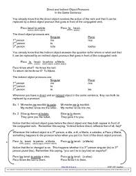 English world 2 test unit 10 grade/level: Direct And Indirect Object Pronouns 9th 11th Grade Worksheet Object Pronouns Pronouns Exercises Lesson Planet