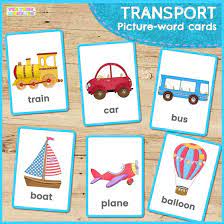 Transport Picture Word Flashcards Tea Time Monkeys Vocabulary Flash Cards Printable Flash Cards Flashcards For Kids
