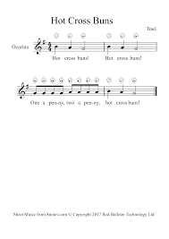 Follow the colored bars to learn how to play hot cross buns on the piano. Hot Cross Buns Sheet Music For Ocarina Four Hole 8notes Com