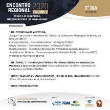 Goiás esporte clube, goiânia (go), brazil. Comeca Logo Mais As 14 Horas O 3 E Ultimo Dia Do Encontro Regional 2020 Do Tcmgo Tribunal De Contas Dos Municipios Do Estado De Goias