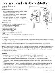 Frog And Toad A Story Retelling Lessonplan Reading Lesson Plans Kindergarten Reading Lessons Story Retell