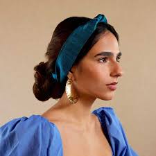 Zwazo Teal Blue Silk Tie Headband