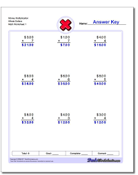 Multiplication Worksheets That Multiply Dollars Times Whole And Decimal Unit Quantities Some Resu Decimals Worksheets Multiplication Worksheets Multiplication