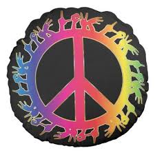 Rainbow Peace Sign Hands Spelling Love Round Pillow Zazzle Com Peace Sign Hand Rainbow Peace Round Pillow