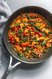 Add the red curry paste and kaffir lime leaves (not shown in photo) and stir fry for about 30 seconds. Thai Red Curry Tofu Recipe A Beautiful Plate