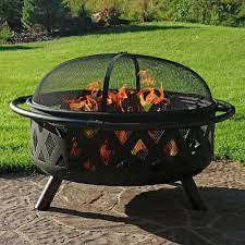 Check spelling or type a new query. Buy Sunnydaze Crossweave Outdoor Fire Pit 36 Inch Large Bonfire Wood Burning Patio Backyard Firepit For Outside With Spark Screen Poker And Round Fireplace Cover Black Online In Vietnam B01ldmxxk2