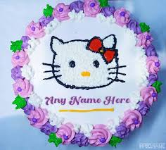 Happy birthday aladdin and genie kids cake with name.print name on kids bday cake.cartoon photo cake with name.customized aladdin cake with custom name.cute genie cartoon character on birthday cake with custom text.name cake for birthday wishes for kids.generate or print his or her name on beautiful and designer aladdin cartoon with genie and jasmine photo on designer round shape kids cake and. Write Name On Happy Hello Kitty Birthday Cake For Kids