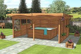 The first hot tub enclosure that is good for winter is an enclosed hot tub room. Hot Tub Spa Gazebo 5m X 4m Monopitch Roof Gazebo Hot Tub Enclosure For Swim Spa Hot Tub Patio Hot Tub Gazebo Hot Tub Backyard