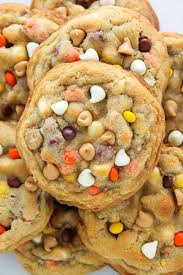White Chocolate Reese S Pieces Peanut Butter Chip Cookies Baker By Nature Recipe Peanut Butter Chip Cookies Desserts Peanut Butter Chips