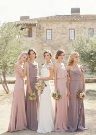 Mix Of Crepe De Chine Dresses Hayden Bridal Gown By Jenny Yoor Dusty Rose Bridesmaid Dresses Rose Bridesmaid Dresses Mauve Bridesmaid