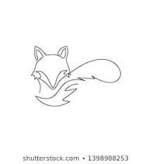 One Line Fox Images Stock Photos Vectors Shutterstock Line Drawing Tattoos Small Fox Tattoo Line Drawing