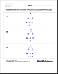 Prime Factorization Worksheets These Worksheets Require Trees To Determine The Prime Factorizatio Prime Factorization Prime Factorization Worksheet Worksheets