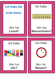 German Version Of The I Have Who Has Game This German Game Can Be Played To Practice German School Words Foreign Language Learning Learn German Words
