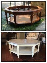 Old Octagon Shape Table Someone Dumped On The Side Of The Road For Trash Pick Up I Filled In T Glass Coffee Table Makeover Coffee Table Redo Coffee Table Wood