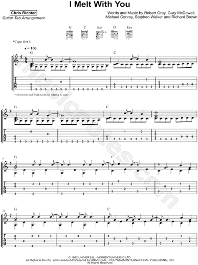 Chris Richter "I Melt With You" Guitar Tab in G Major - Download & Print -  SKU: MN0192151