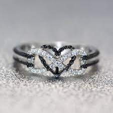 Infinity Ring In Black Anchor Heart Ring Two Tone Vancaro Cute Promise Rings Unique Engagement Rings Black Diamond Ring