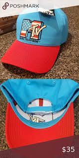 Mtv Baseball Cap Hat One Size Aqua Blue Red Nwt Aqua Blue Hats For Men Baseball Cap