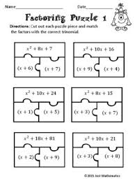 Factoring Polynomials Puzzle From Just Mathematics On Teachersnotebook Com 2 Pages School Algebra Math Factoring Polynomials