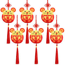 A diy for the year of the rat! Welltop 2020 Chinese New Year Rat Ornament Decorations Year Of The Mouse Festival Mascot Plush Toy Red Chinese Knot Mouse Pendant For Home Decoration 6 Packs Buy Online In Grenada At Grenada Desertcart Com