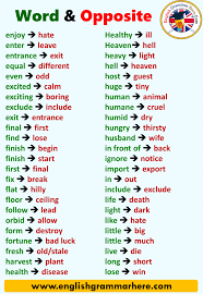 English Words And Opposites List English Grammar Here In 2020 English Words English Learning Spoken Learn English Grammar