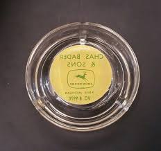 Chas. Bader & Sons JOHN DEERE Advertising Ashtray Reese, Michigan