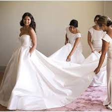 Beading appliques lace ball gown wedding dress. Strapless Sweetheart Satin Ball Gown Wedding Dress Featuring Long Train And Side Pockets 2018 Ball Gown Wedding Dress Simple Elegant Wedding Dress Ball Gowns Wedding