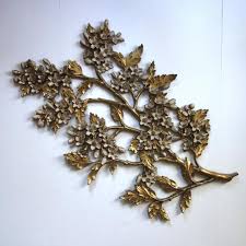 Large Gold Syroco Wall Art Vintage Dogwood Flower Branch Mid Etsy Syrocodogwood Vintagesyroco Vintagewallart Dogwood Flowers Flower Branch Wall Art