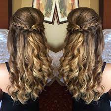 Twisted Half Up Half Down Hairstyle Down Hairstyles Long Hair Styles Quince Hairstyles